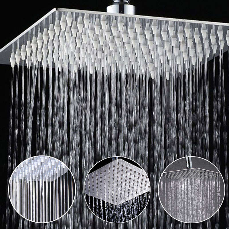 8 Inch Stainless Steel Bathroom Square Silver Pressurize Rainfall Shower Head C