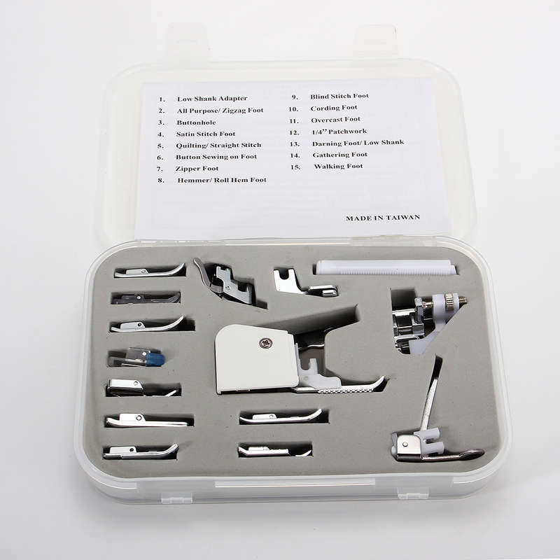 15Pcs Low Shank Sewing Machine Feet Presser Walking Foot Set Kit