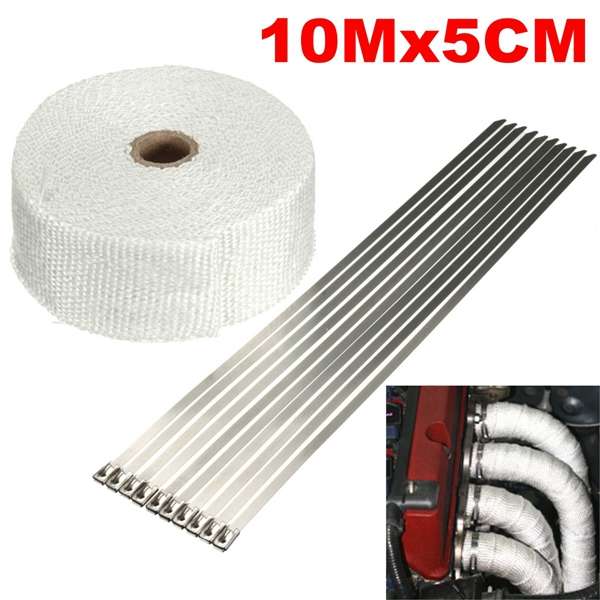 10m X 5cm X 1.5mm Insulation Exhaust Header Pipe Wrap Shields Turbo Heat Manifo