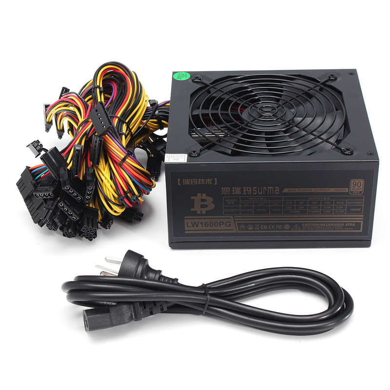 1600W Power Supply For 6GPU Eth Rig Ethereum Coin Mining Miner Dedicated 90 Gold