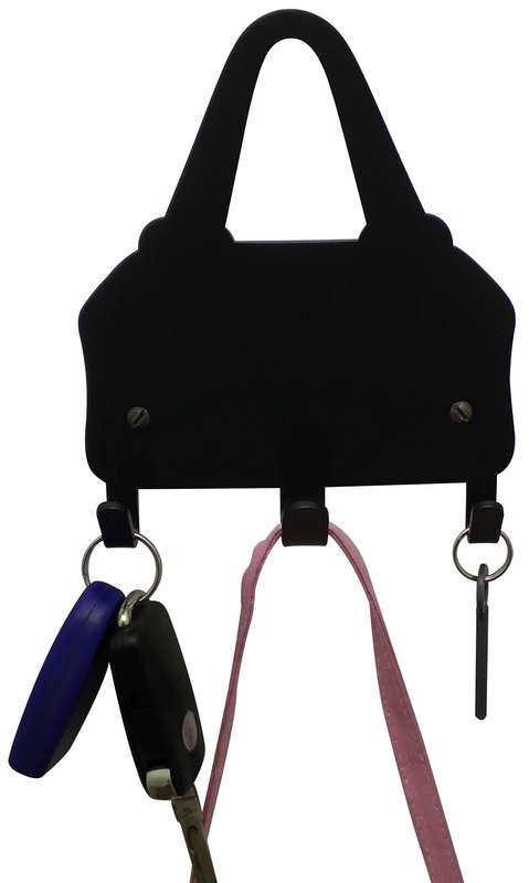 Eboy Steel Handbag Holder & Keys Rack - 3 Hooks - Black