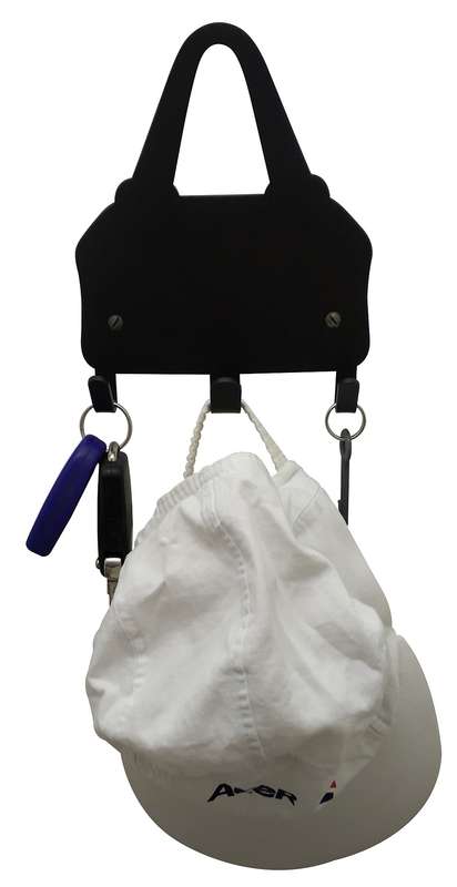 Eboy Steel Handbag Holder & Keys Rack - 3 Hooks - Black