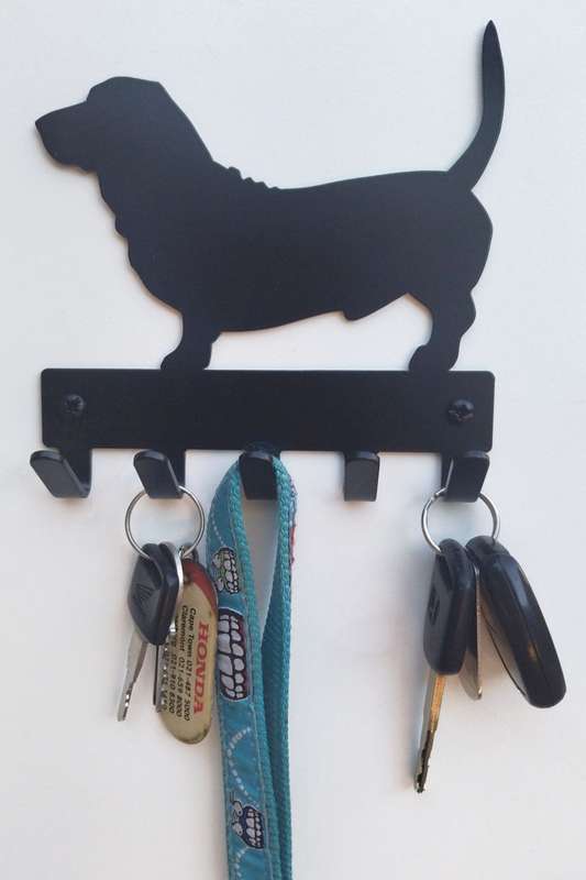 Eboy Steel Basset Key Rack or Leash Hanger - 5 Hooks - Black