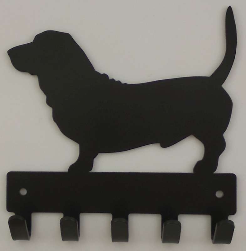 Eboy Steel Basset Key Rack or Leash Hanger - 5 Hooks - Black