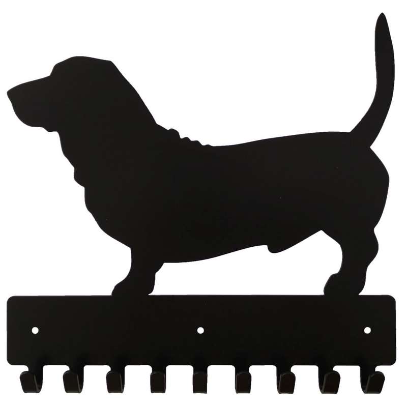 Eboy Steel Basset Key Rack or Leash Hanger - 9 Hooks - Black