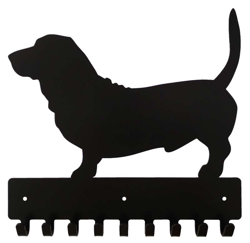 Eboy Steel Basset Key Rack or Leash Hanger - 9 Hooks - Black