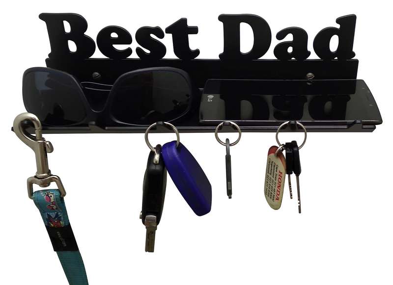 Eboy Steel Best Dad Keys Rack with Tray - 6 Hooks - Black