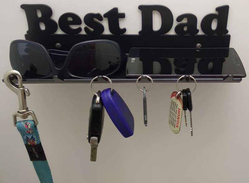 Eboy Steel Best Dad Keys Rack with Tray - 6 Hooks - Black