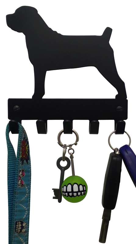 Eboy Steel Boerboel Key Rack or Leash Hanger - 5 Hooks - Black