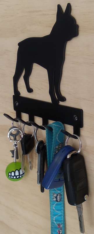Eboy Steel Boston Terrier Key Rack or Leash Hanger - 5 Hooks - Black