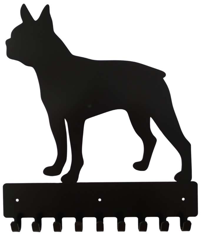 Eboy Steel Boston Terrier Key Rack or Leash Hanger - 9 Hooks - Black
