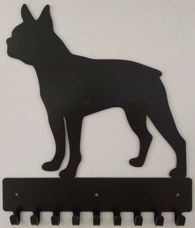 Eboy Steel Boston Terrier Key Rack or Leash Hanger - 9 Hooks - Black
