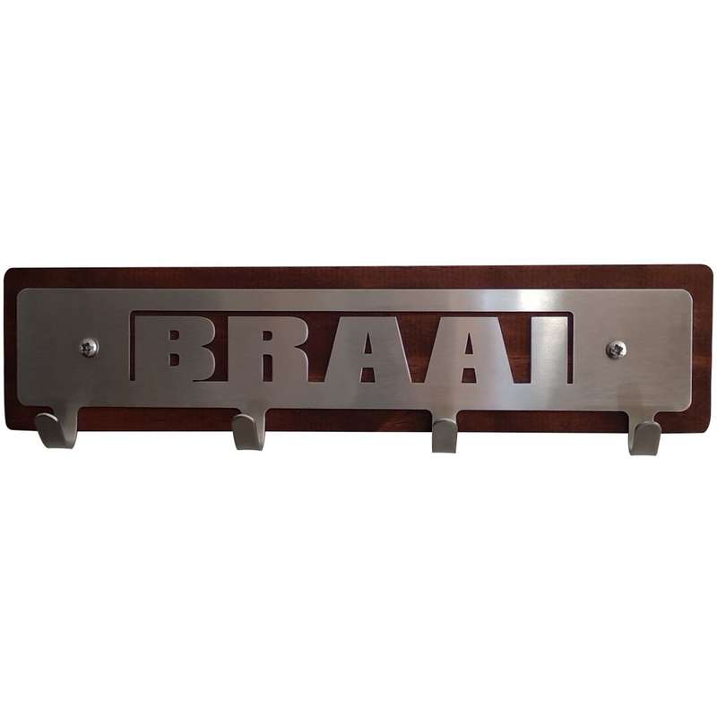 Eboy Steel Braai Utensils Holder - 4 Hooks V1 - Stainless Steel