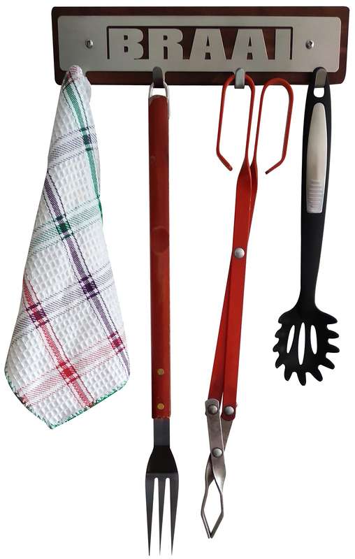 Eboy Steel Braai Utensils Holder - 4 Hooks V1 - Stainless Steel