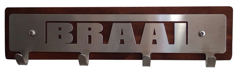 Eboy Steel Braai Utensils Holder - 4 Hooks V1 - Stainless Steel