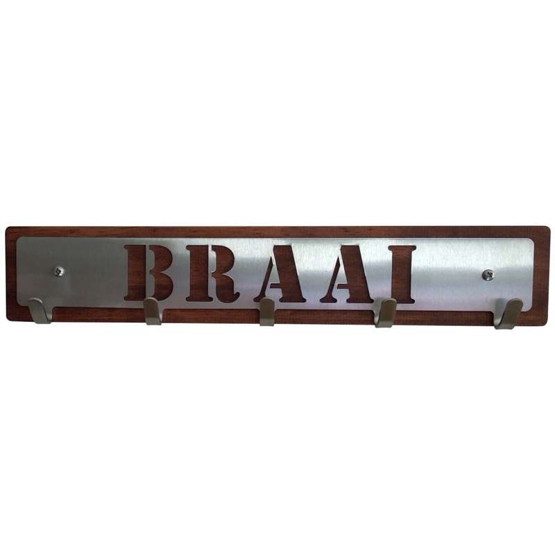 Eboy Steel Braai Tongs Holder - 5 Hooks - Stainless Steel