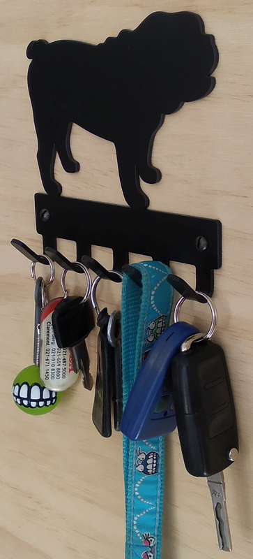 Eboy Steel Bulldog Key Rack or Leash Hanger - 5 Hooks - Black
