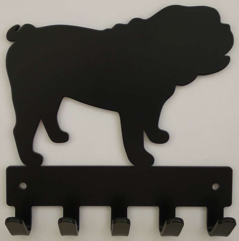 Eboy Steel Bulldog Key Rack or Leash Hanger - 5 Hooks - Black