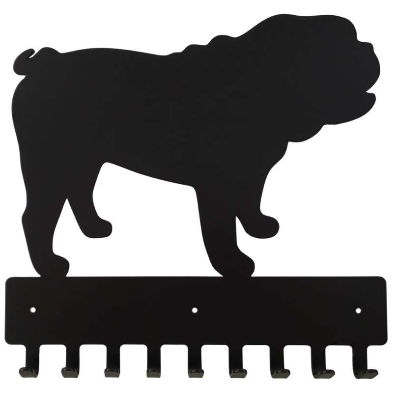 Eboy Steel Bulldog Key Rack or Leash Hanger - 9 Hooks - Black