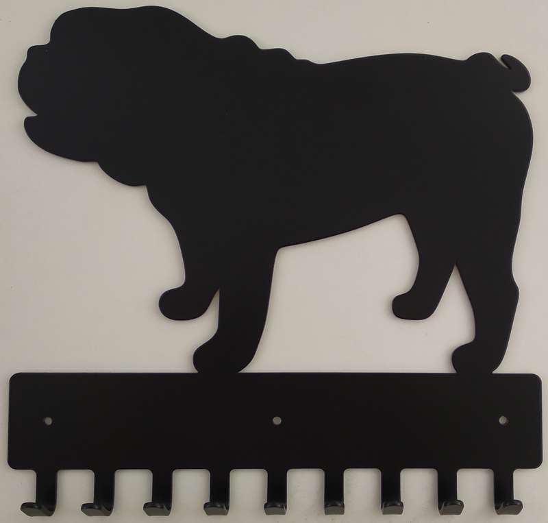 Eboy Steel Bulldog Key Rack or Leash Hanger - 9 Hooks - Black