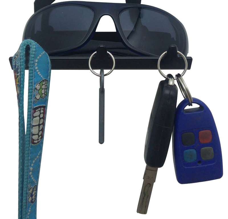 Eboy Steel Bull Terrier Key Rack with Tray - 3 Hooks - Black