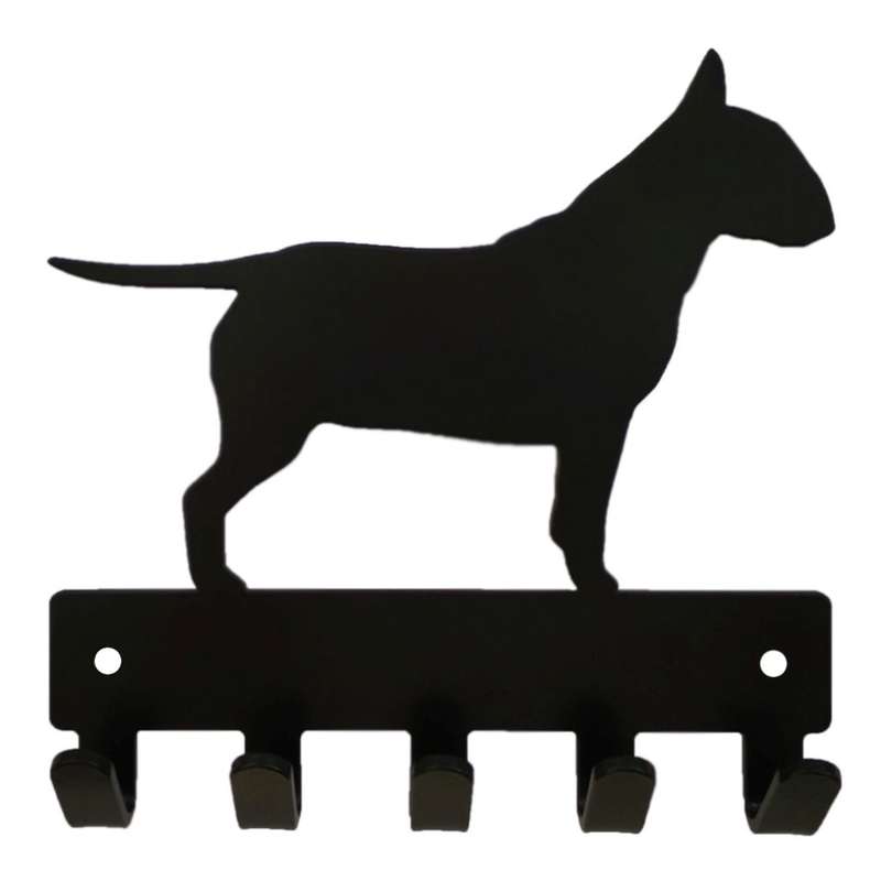 Eboy Steel Bull Terrier Key Rack or Leash Hanger - 5 Hooks - Black