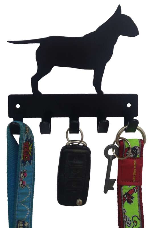 Eboy Steel Bull Terrier Key Rack or Leash Hanger - 5 Hooks - Black