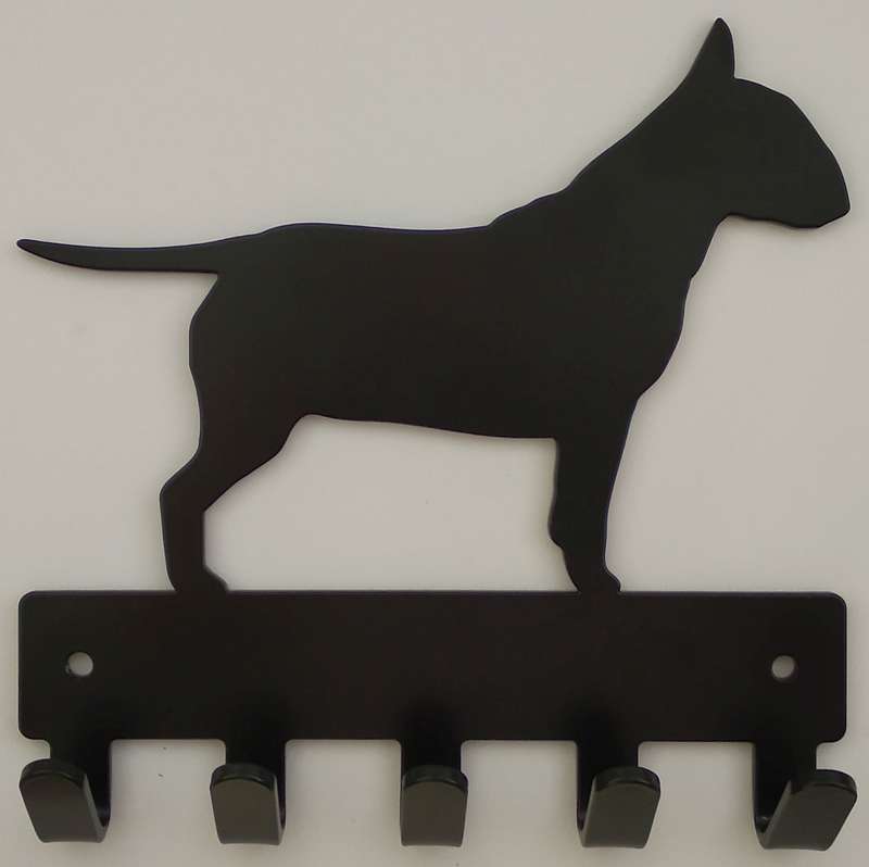 Eboy Steel Bull Terrier Key Rack or Leash Hanger - 5 Hooks - Black