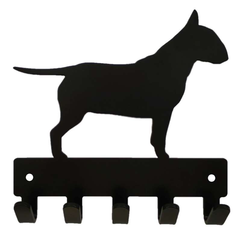 Eboy Steel Bull Terrier Key Rack or Leash Hanger - 5 Hooks - Black