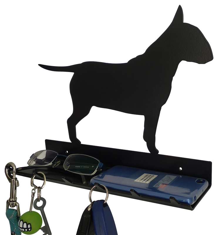 Eboy Steel Bull Terrier Key Rack with Tray - 6 Hooks - Black