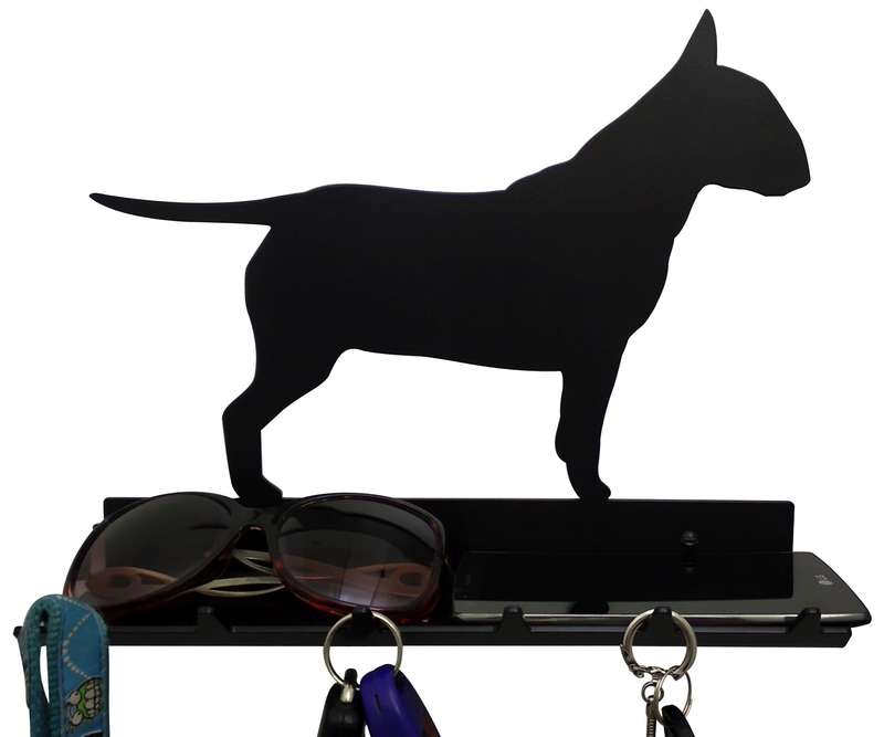 Eboy Steel Bull Terrier Key Rack with Tray - 6 Hooks - Black