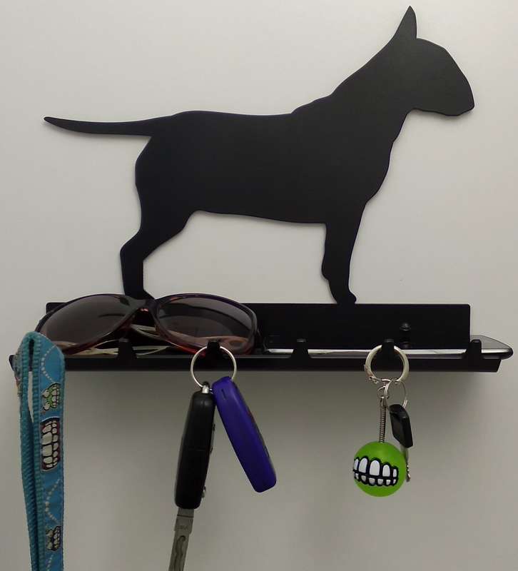 Eboy Steel Bull Terrier Key Rack with Tray - 6 Hooks - Black