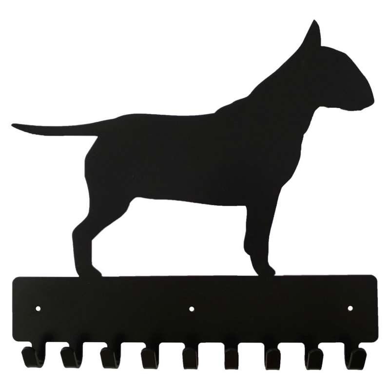 Eboy Steel Bull Terrier Key Rack or Leash Hanger - 9 Hooks - Black