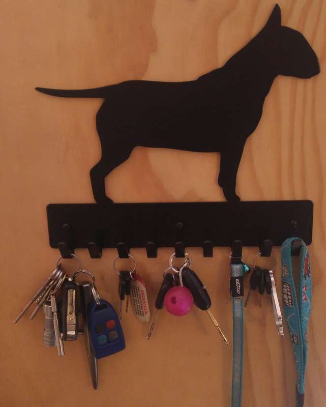Eboy Steel Bull Terrier Key Rack or Leash Hanger - 9 Hooks - Black