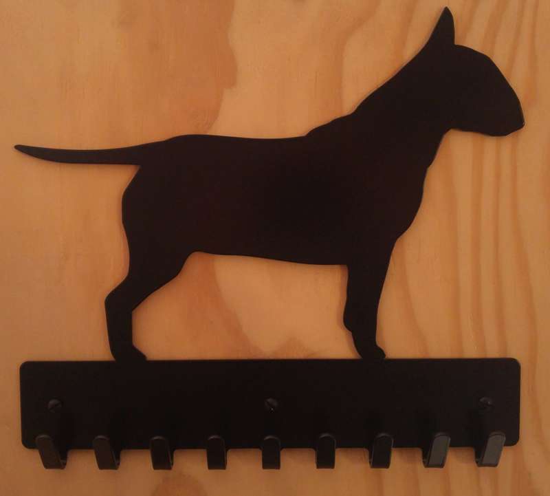 Eboy Steel Bull Terrier Key Rack or Leash Hanger - 9 Hooks - Black