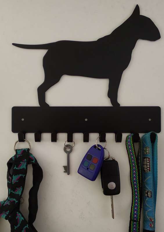 Eboy Steel Bull Terrier Key Rack or Leash Hanger - 9 Hooks - Black