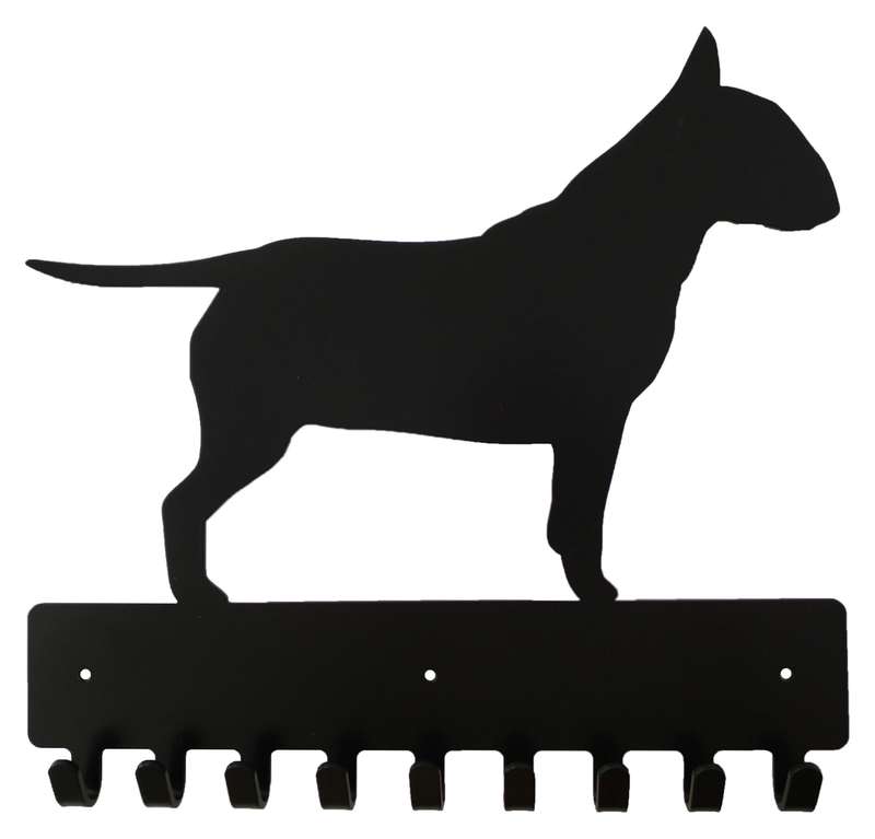 Eboy Steel Bull Terrier Key Rack or Leash Hanger - 9 Hooks - Black