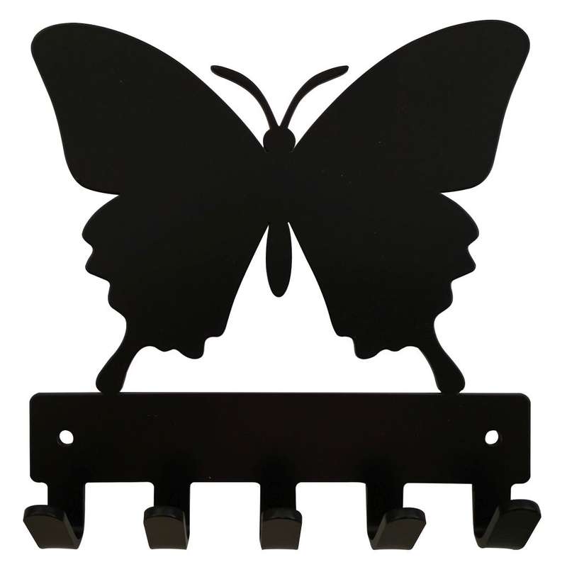 Eboy Steel Butterfly Key Rack or Leash Hanger - 5 Hooks - Black
