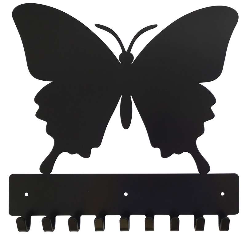 Eboy Steel Butterfly Key Rack or Leash Hanger - 9 Hooks - Black