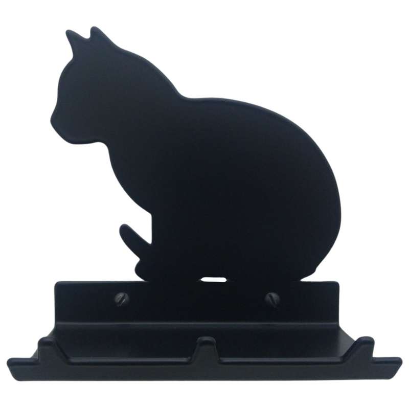 Eboy Steel Cat Sitting Key Rack with Tray - 3 Hooks - Black