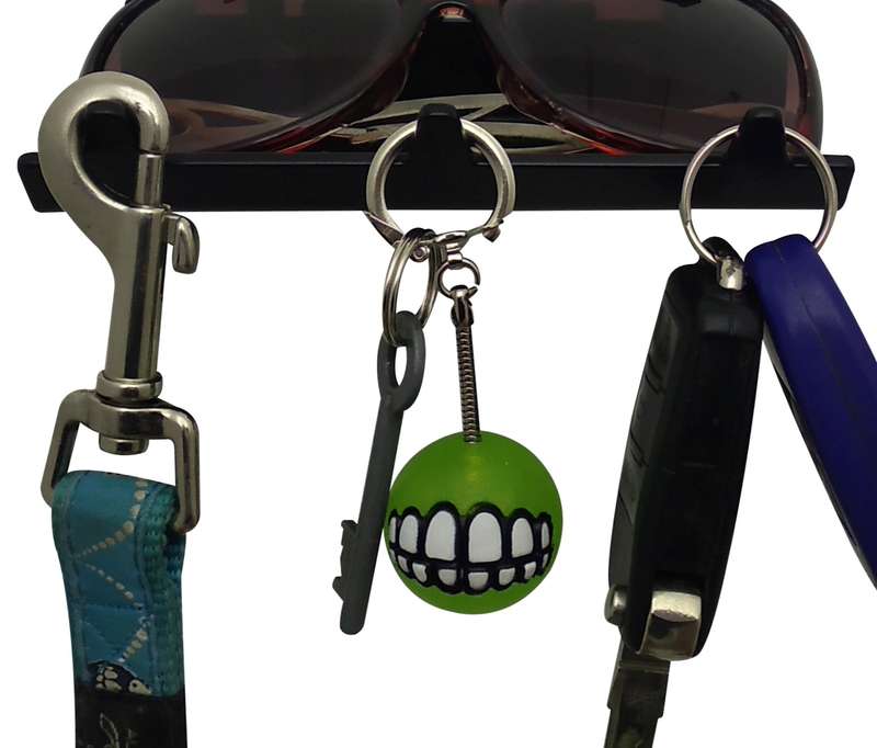 Eboy Steel Cat Sitting Key Rack with Tray - 3 Hooks - Black