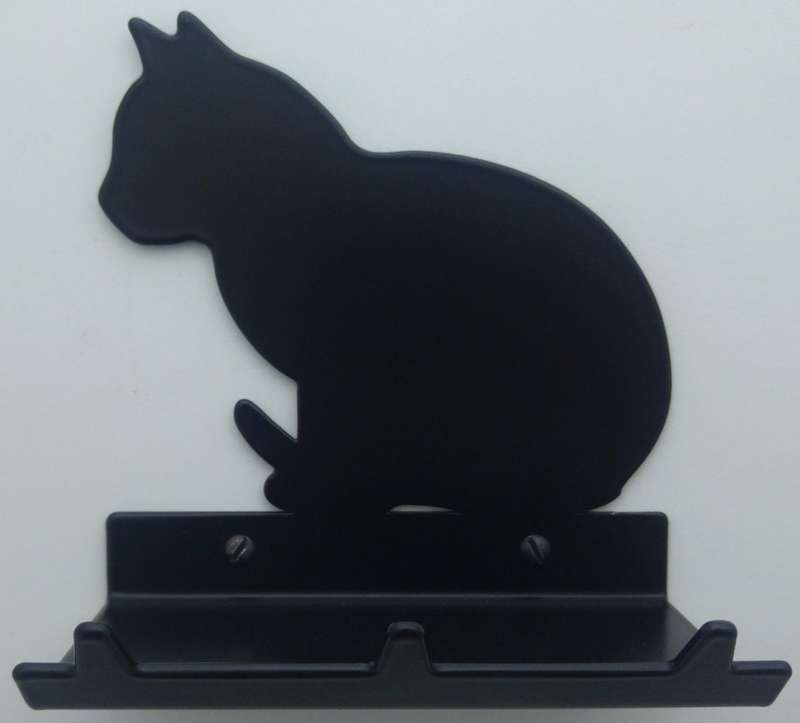 Eboy Steel Cat Sitting Key Rack with Tray - 3 Hooks - Black