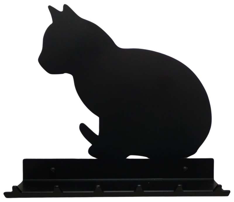 Eboy Steel Cat Sitting Key Rack with Tray - 6 Hooks - Black