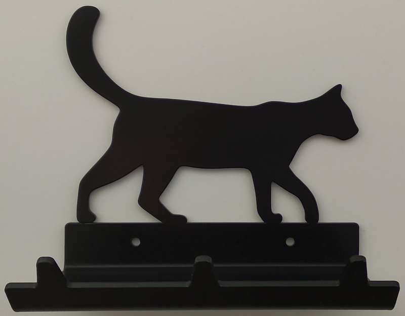 Eboy Steel Cat Walking Key Rack with Tray - 3 Hooks - Black