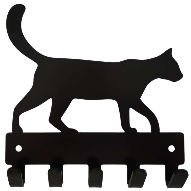 Eboy Steel Cat Walking Key Rack or Leash Hanger - 5 Hooks - Black