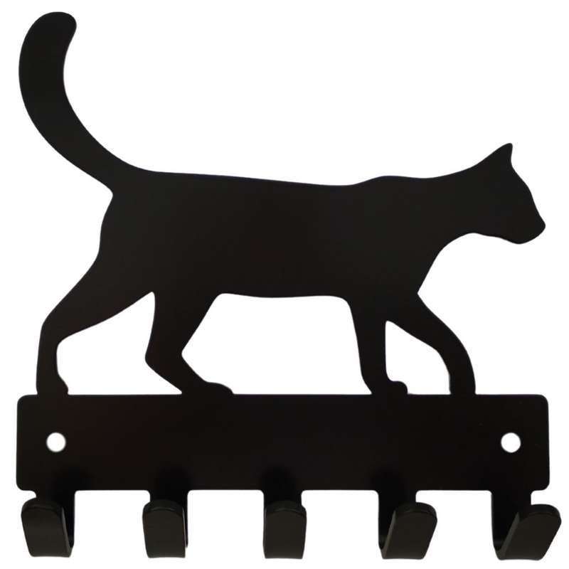 Eboy Steel Cat Walking Key Rack or Leash Hanger - 5 Hooks - Black