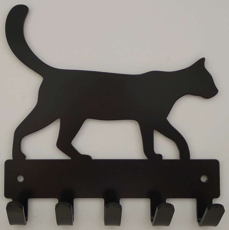 Eboy Steel Cat Walking Key Rack or Leash Hanger - 5 Hooks - Black