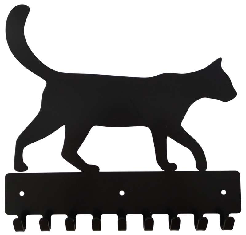 Eboy Steel Cat Walking Key Rack or Leash Hanger - 9 Hooks - Black