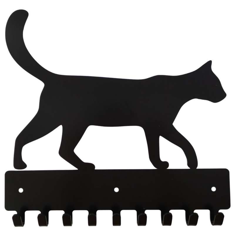 Eboy Steel Cat Walking Key Rack or Leash Hanger - 9 Hooks - Black