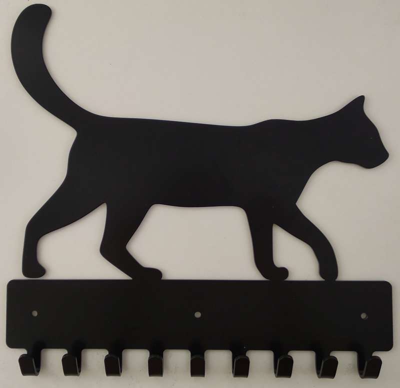 Eboy Steel Cat Walking Key Rack or Leash Hanger - 9 Hooks - Black